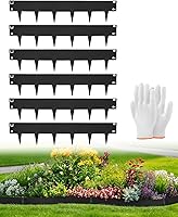 Biotolot 6-Pack Galvanized Steel Landscape Edging 40"x6" Black - Bendable Durable Garden Border for Pathways Flower Beds 20 Ft Total