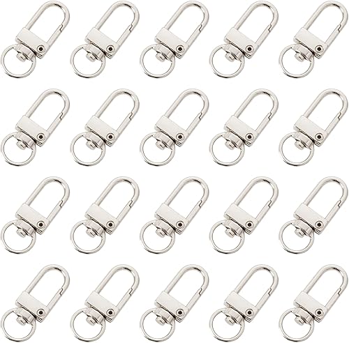 Paquete de 20 cierres de mosquetón de metal dorado y plateado, ganchos giratorios de 360, cierres de garra para llaveros y manualidades de joyas,