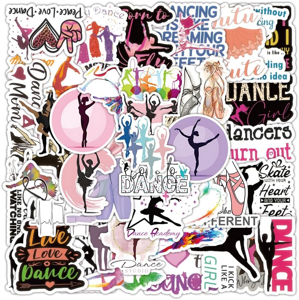 Dance Stickers 100 Pcs Waterproof Aesthetic Dancing Sports for Water Bottle Laptop Skateboard Scrapbook Luggage Car Bike Travel Case Notebook Motorcycle Computer,Funny Vinyl Decal for kids Teens Girls