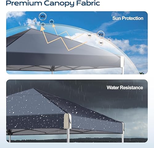 Miniatura 8 de Aoodor Tienda de campaña desplegable de 10 x 10 pies, sombra instantánea portátil para camping, fiestas y eventos al aire libre, marco de hierro