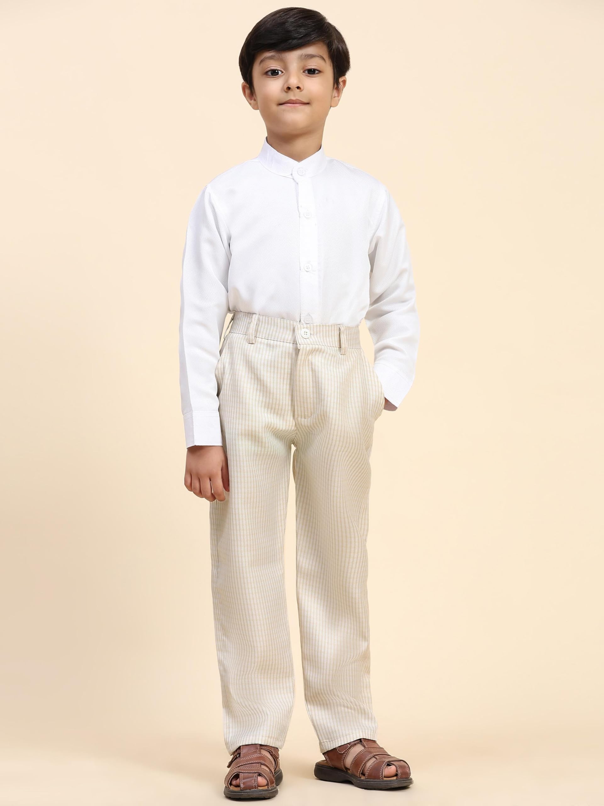 Pro-Ethic Style Developer Boy's 3 Piece Suit Set for Kids Cotton Checked Pattern, Light Brown, 3-6 Years - Image 4 thumbnail
