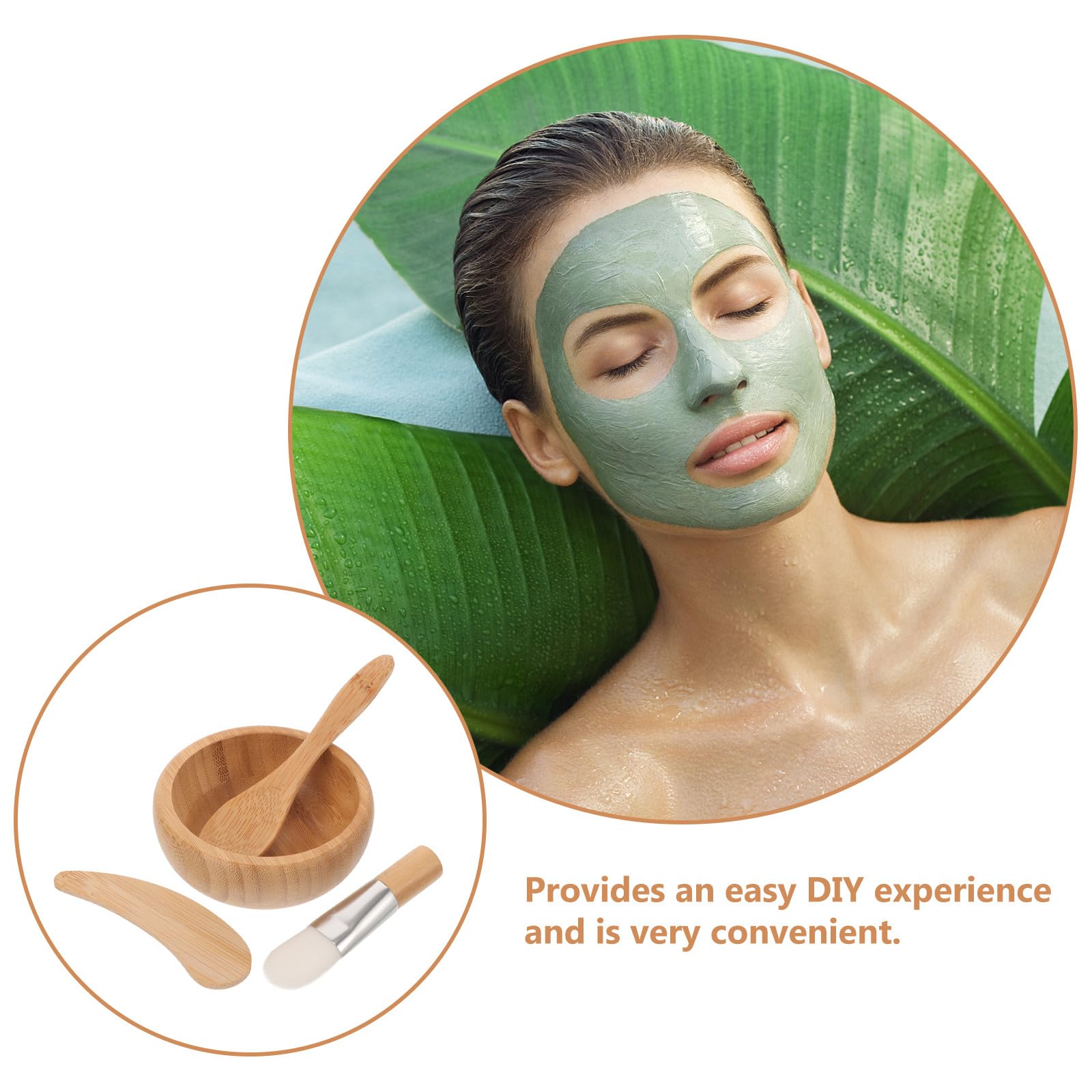 GANAZONO Set Maschere Viso in Legno Naturale Ciotola, Pennello, Bastoncino e Cucchiaio, Kit Completo per Preparazione Maschere Idratanti e Pulizia Viso a Casa e Salone Stili multipli