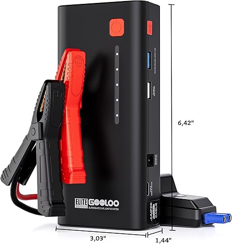 Miniatura 8 de GOOLOO Arrancador Auxiliar 3000A de Pico para Coche, Arrancador de Batería de 12V SuperSafe de Litio, Paquete de Refuerzo de Batería, Cargador de