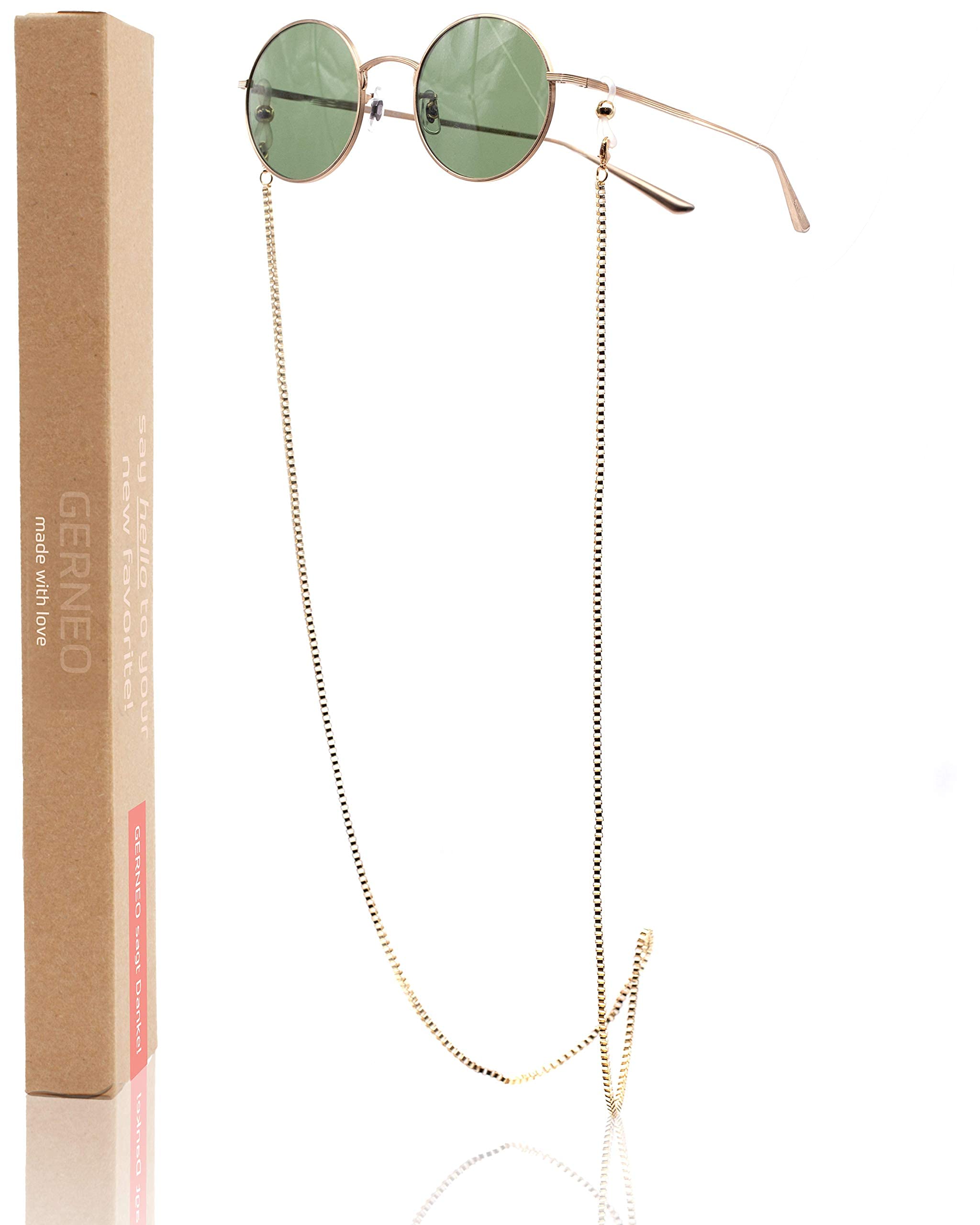 GERNEO Barcelona - cadena para gafas dorada y plateada - resistente a la corrosión - correa para gafas de sol y de lectura - con mosquetón