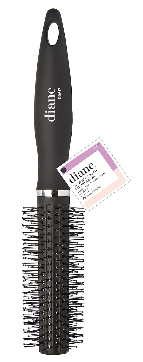 Diane Charcoal Soft Touch Handle Collection Round Brush, 1 Count (Pack of 1)