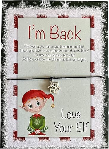UNIQUEPGIFTS Elf Return, I'm Back Wish Bracelet, Christmas Activities for Kids