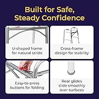 Vista 9 de Drive Medical 10210-1 Andador plegable de lujo de dos botones con ruedas de 5 pulgadas