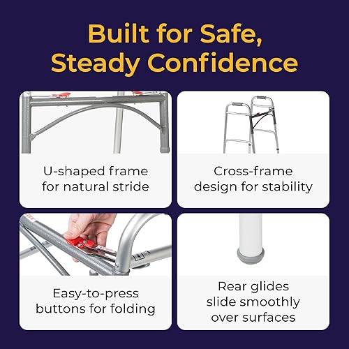 Miniatura 9 de Drive Medical 10210-1 Andador plegable de lujo de dos botones con ruedas de 5 pulgadas