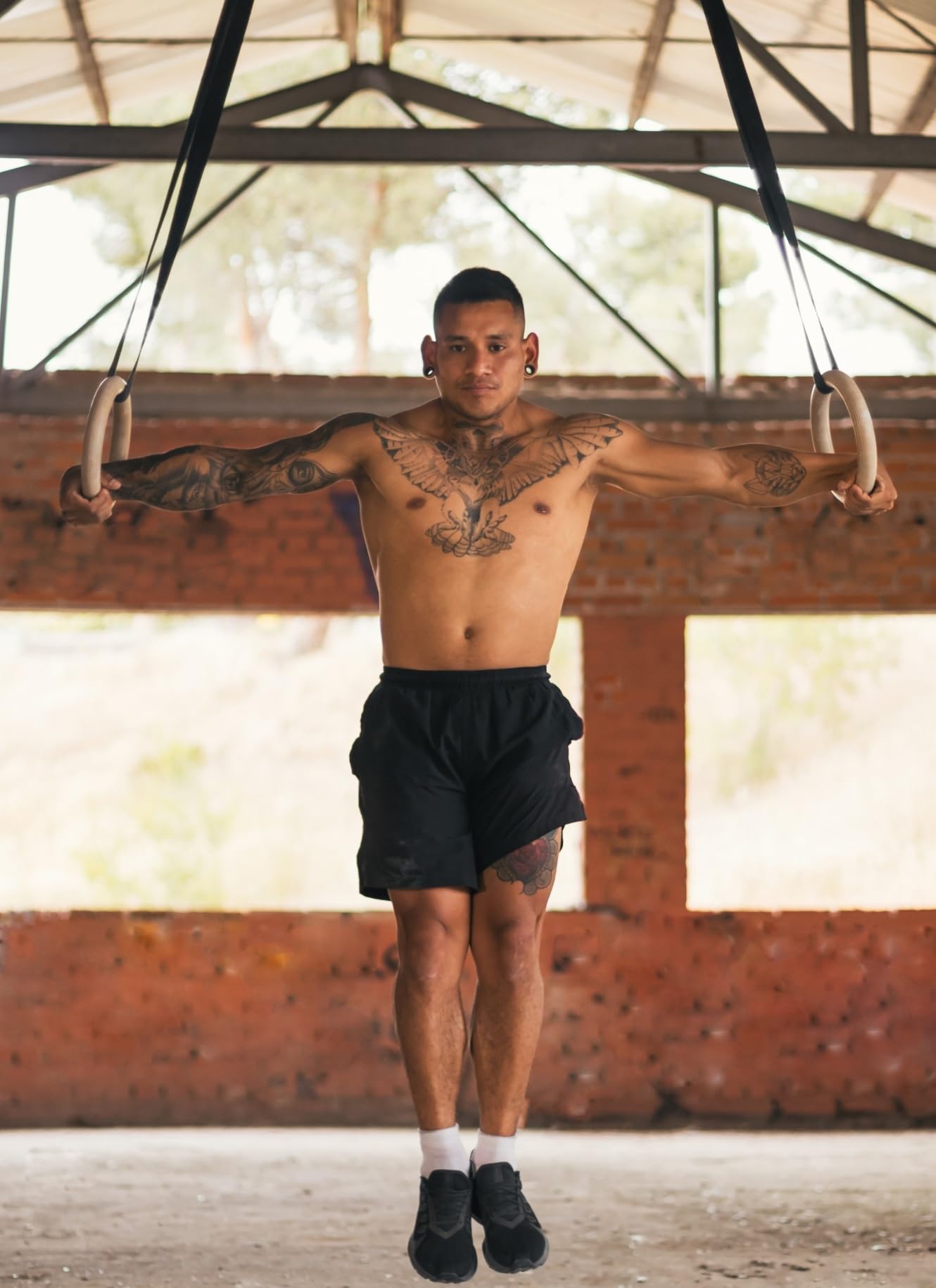 MAMOI® Turnringe Holz - Turnen Ringe Traning für Full Body Workout Calisthenics, Gymnastikringe mit Gurten und Tasche für Indoor