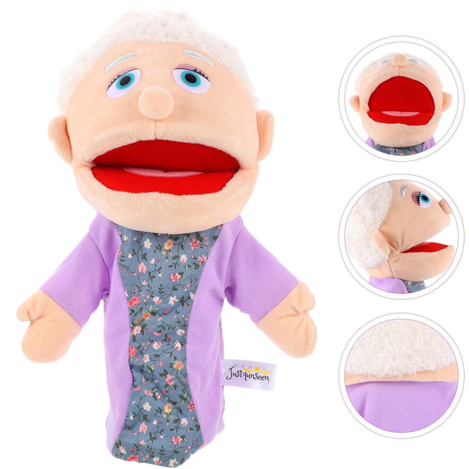 Burattini a mano per bambini - Bocca mobile, nonna marionetta morbida | materiale peluche realistico, rivestimento interno imbottito | Strumento di narrazione i primi educatori e insegnanti della s