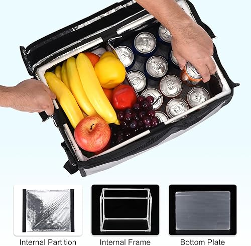 Miniatura 5 de PATIKIL Bolsa aislada para pizza XXXL, bolsa térmica de 19.7 x 15 x 15 pulgadas con divisor, bolsa térmica de catering para alimentos