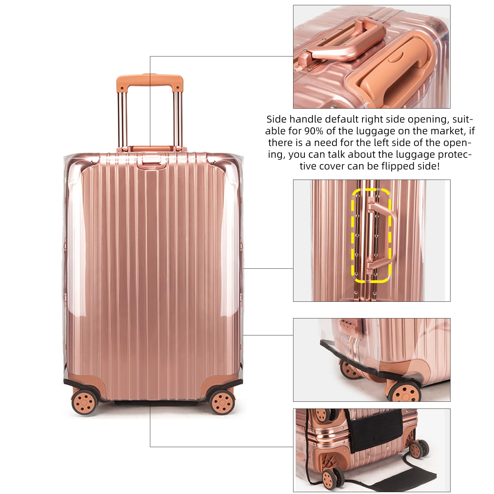 Veki Impermeabile Antipolvere Coprivaligia Trolley da Viaggio, Trasparente Copertura per Bagagli Protezione Dalla Pioggia, Antigraffio Custodie Protettive per Valigie (Completamente chiuso, 30pollici)
