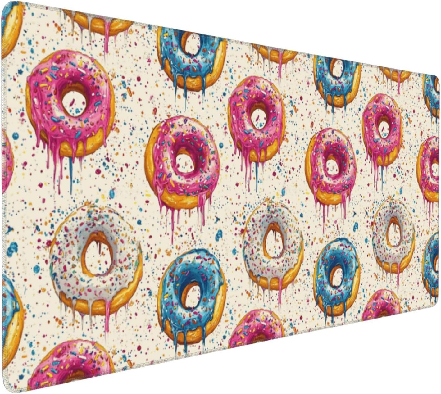 Large Gaming Mouse Pad, Colorful Dot Donut Print Desk Keyboard Pad, Non-Slip Desk Mat for Desktop Keyboard and Mouse, Mousepad for Office Home Accessories 16x35.5
