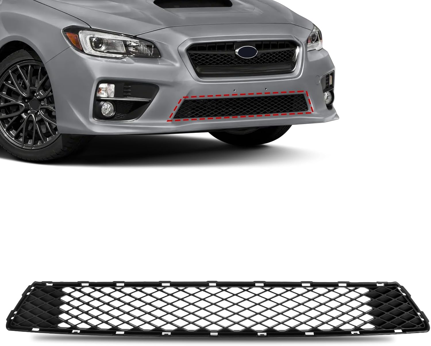 Front Bumper Lower Grille for Subaru WRX 2015 2016 2017 & WRX STI 2016 Accessories, Dense Fishing Net Shaped Front Bumper Lower Mesh Grille Grid Grill for Subaru WRX 2015-2017 Replace Components