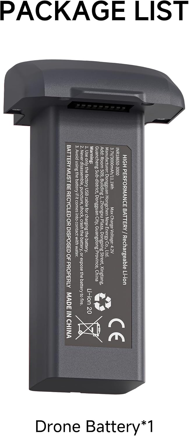 Ameta Drone Battery 3.7V 3000mAh Li-po Rechargeable Battery for S20 Pro RC Quadcopter Drone Black