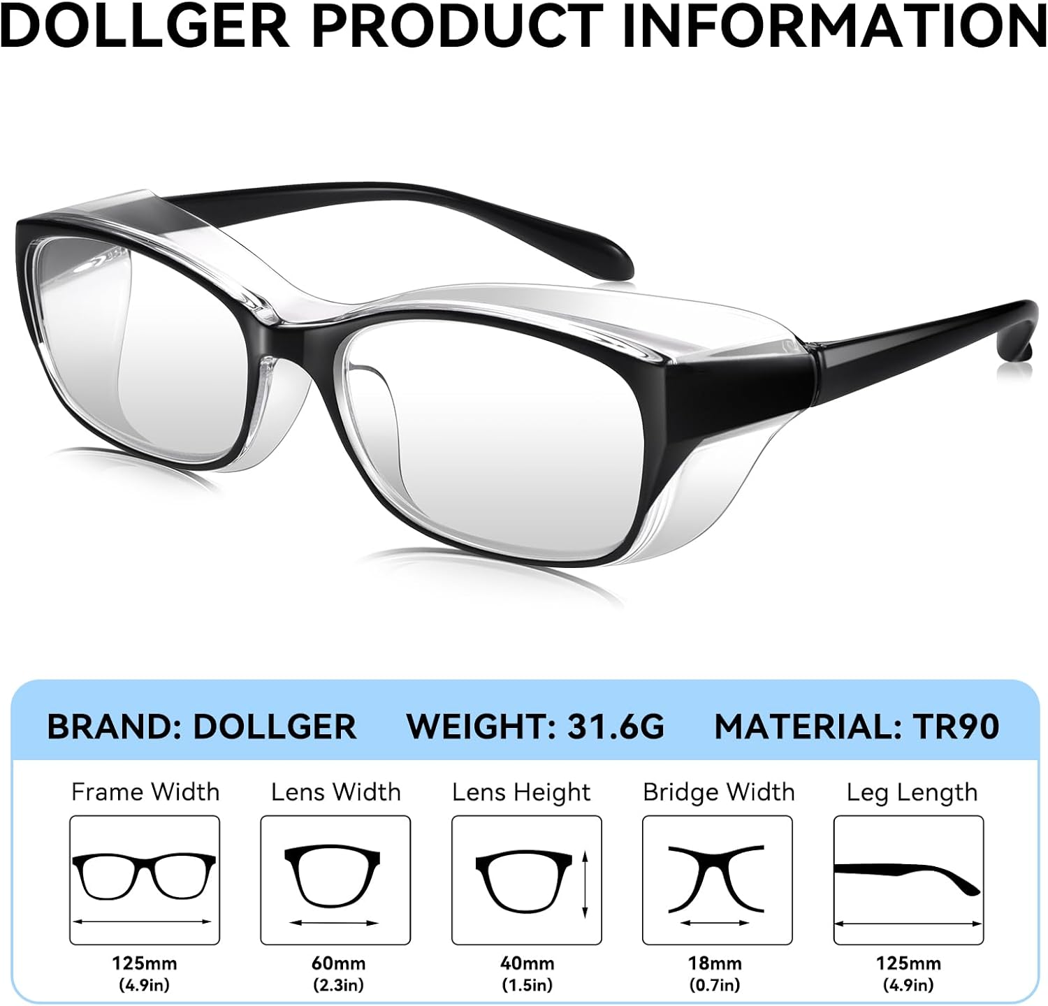 Dollger Safety Glasses With Progressive Reading Lens and Blue Light Eye Protection Safety Goggles - Image 6