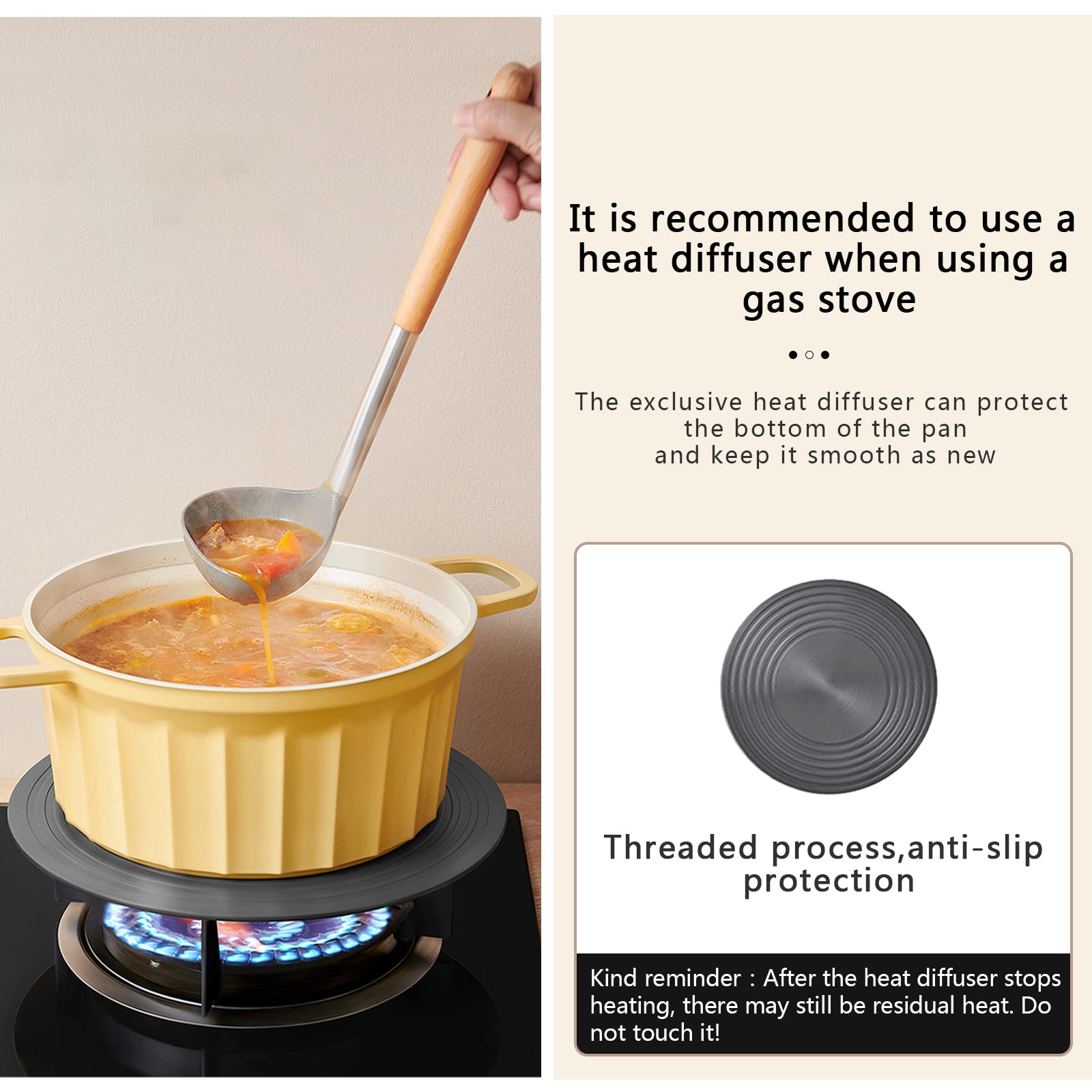 Braiser Enameled Dutch Oven - 3 Qt Non-stick Alloy Casserole Dish Cookware Attached Heat Diffuser Plate Enamel Stockpot Skillet with Lid (Lemon Yellow)