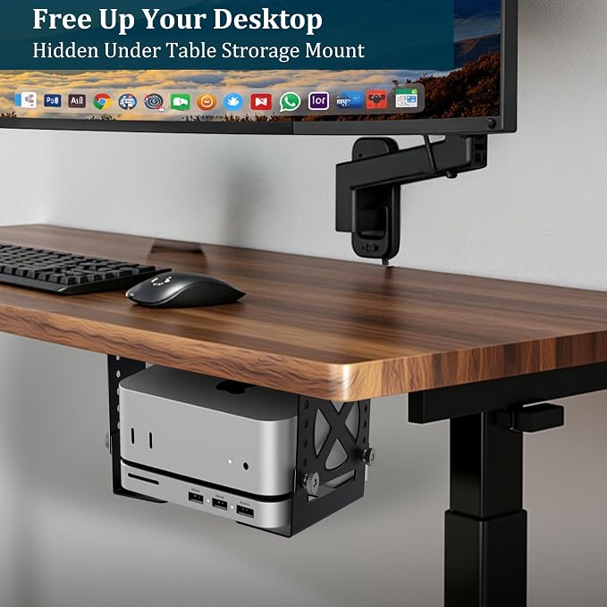 Soporte Ajustable para PC Mini Bajo Escritorio, Metal Negro miniatura 3