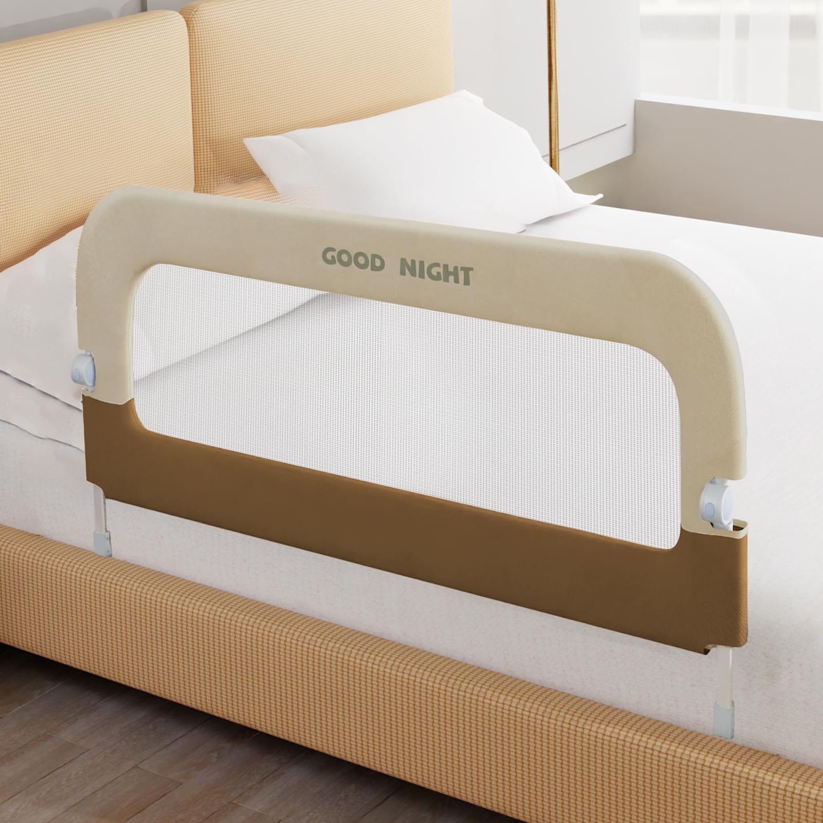 Barandilla de protección de cama para niños pequeños, altura ajustable de 59 pulgadas y barandilla portátil plegable para cama de bebé, barandillas de cama para niños pequeños, protector para