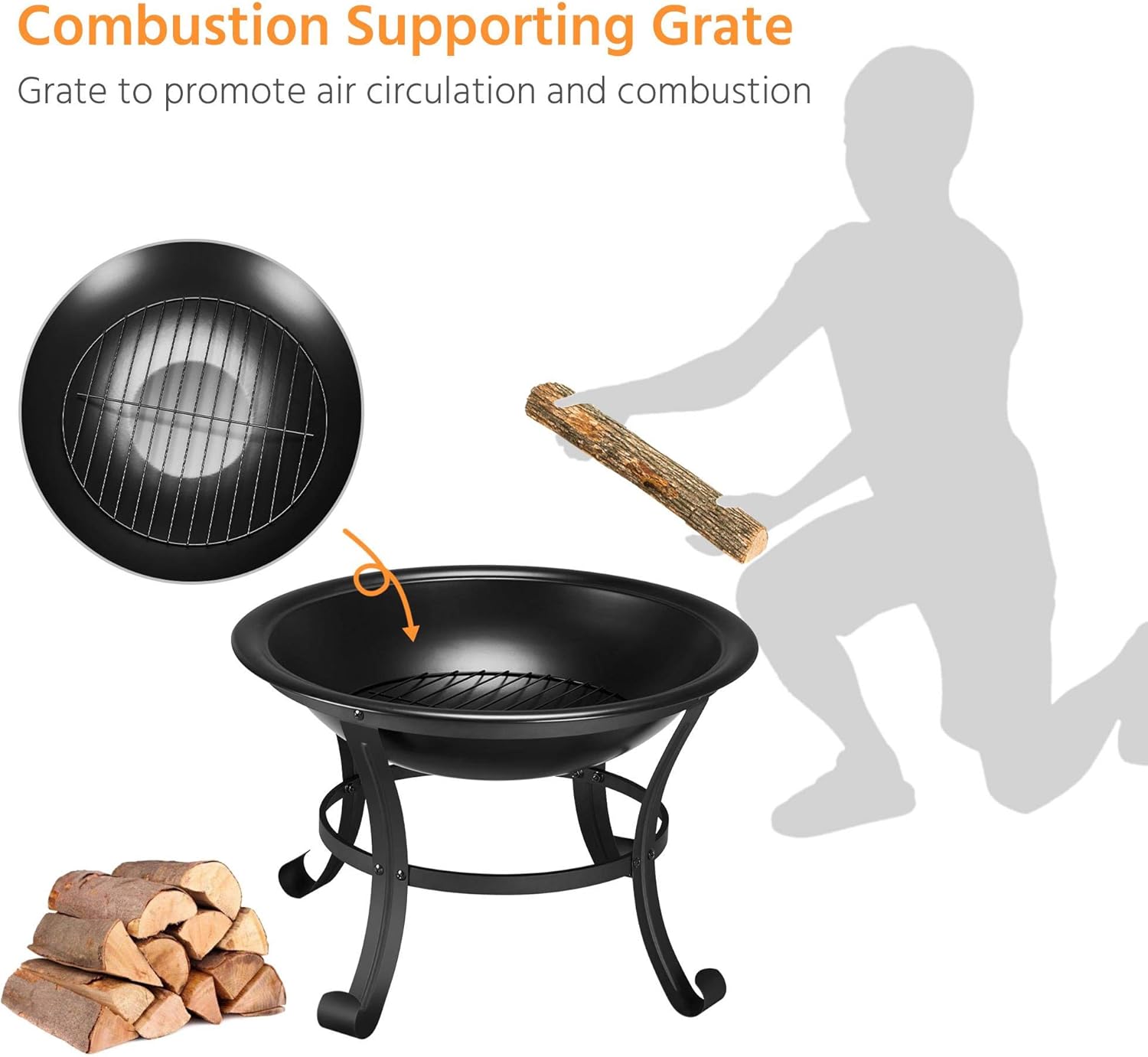 Yaheetech 22'' Chiminea Wood Burning Outdoor Fireplace Stove : Patio, Lawn & Garden