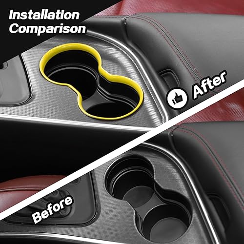 Miniatura 9 de JeCar Funda para portavasos delantero, accesorios interiores compatibles con Dodge Challenger 2015-2020 (rosa)