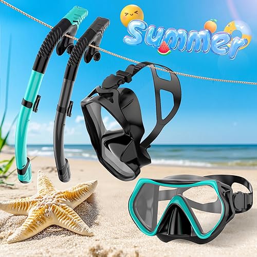 Miniatura 7 de Snorkeling Gear for Adults, Dry-Top Snorkel Set Scuba Diving mask, Snorkel Mask, Panoramic Anti-Leak Anti-Fog Tempered Glass Lens, Swimming Training
