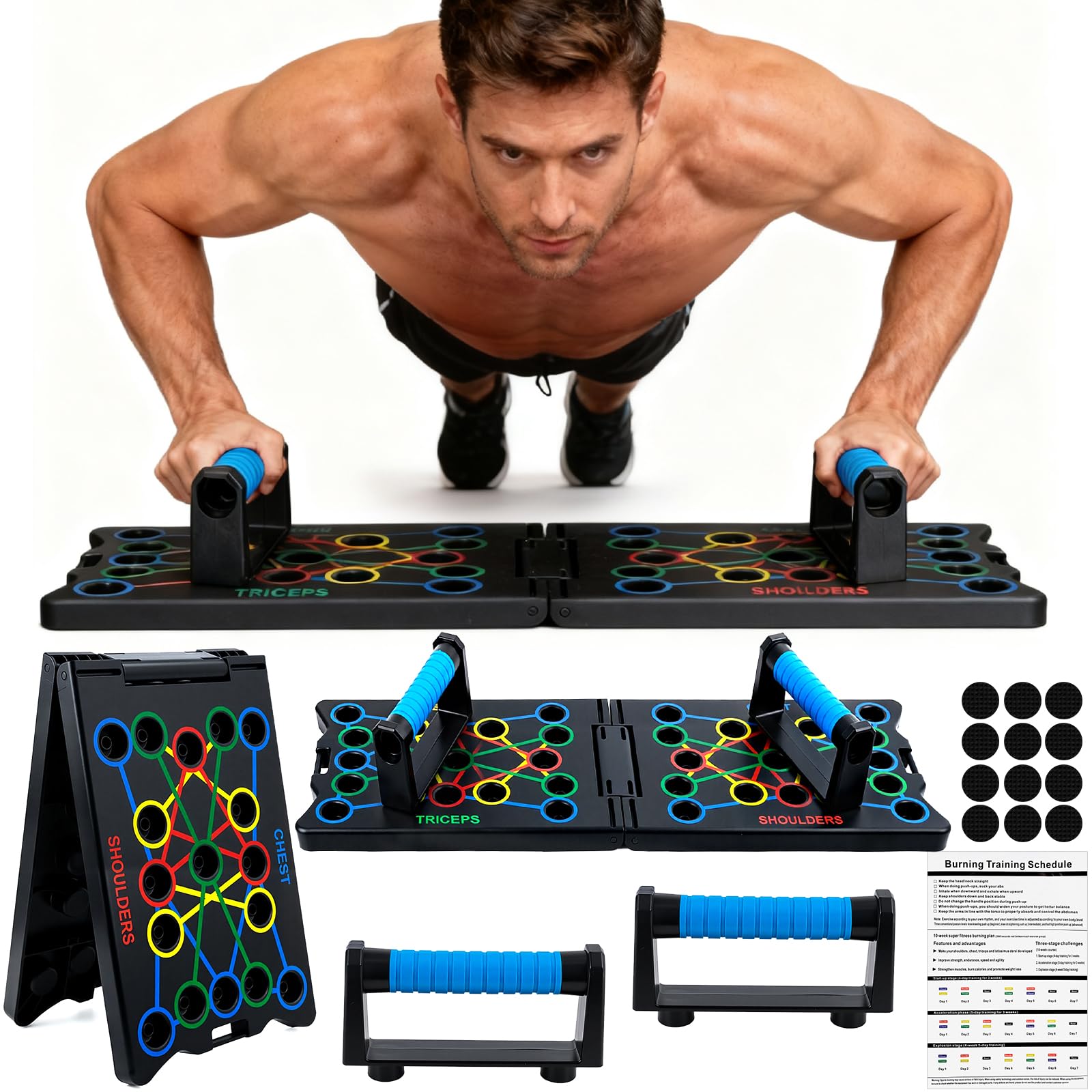 Planche a Pompe 24-en-1, Appareil Musculation, Planche Pompe Musculation Pliable, Appareil Sport Maison, Pompes Musculation pour Entretien Musculaire & Entraînement à la Maison