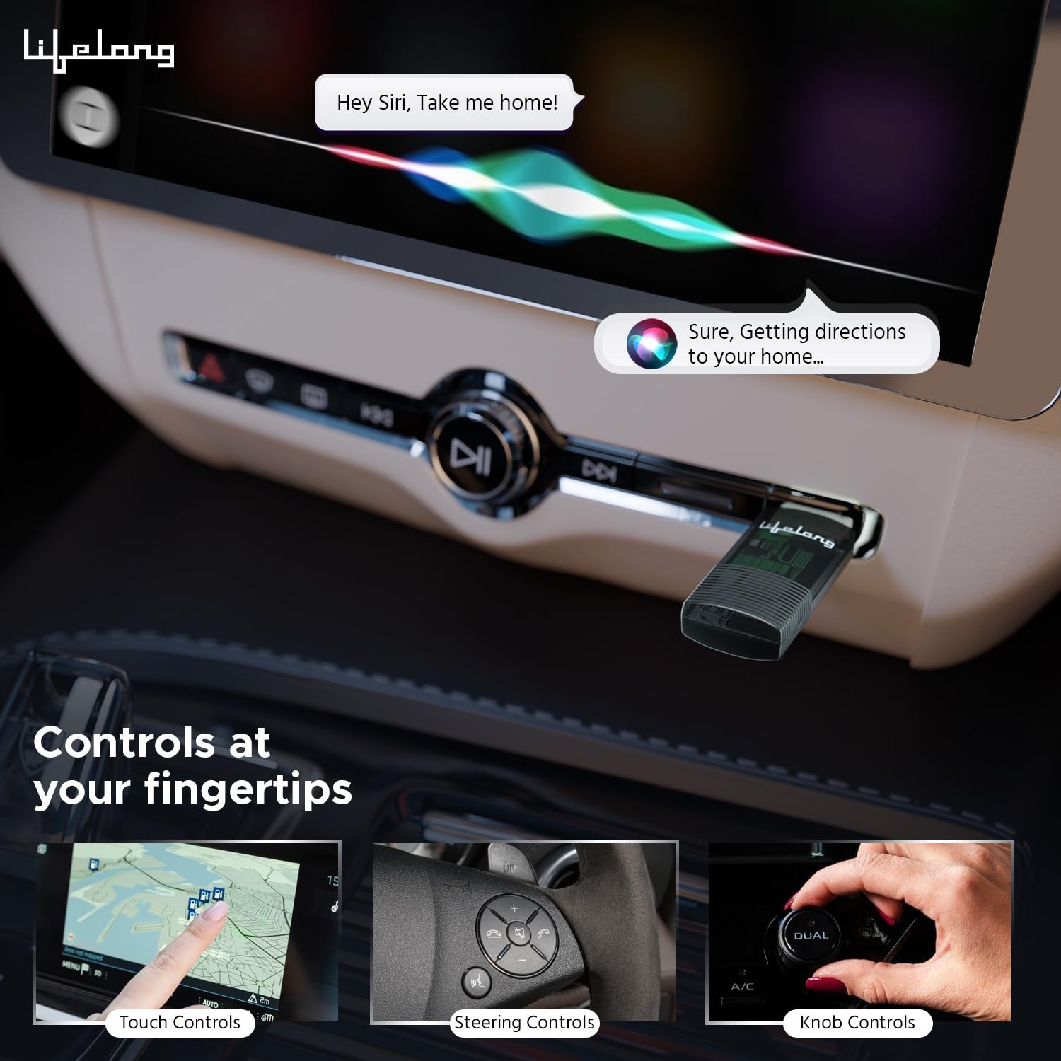 Lifelong Wireless CarPlay Adapter | Compatible with iPhone/iOS | Dongle Connector for Car | Converts Wired to Wireless | USB C & A | No App Needed | Stick Cast - Supports Bluetooth & Wi-Fi (LLECA10) 2