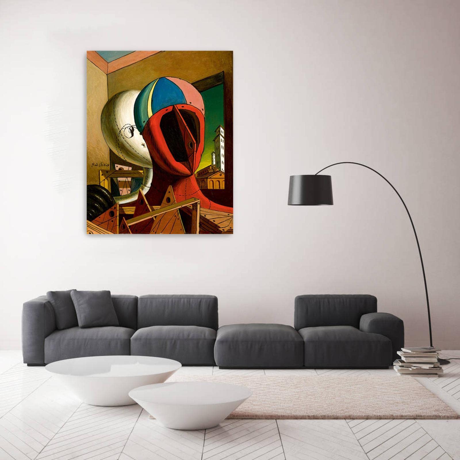 JZSDGB Giorgio de Chirico Słynny artysta na płótnie, sztuka ścienna, reprodukcje obrazów, plakaty, rudy i pilady, obrazy graficzne do dekoracji biurowych, 20 x 25 cm, bez ramy