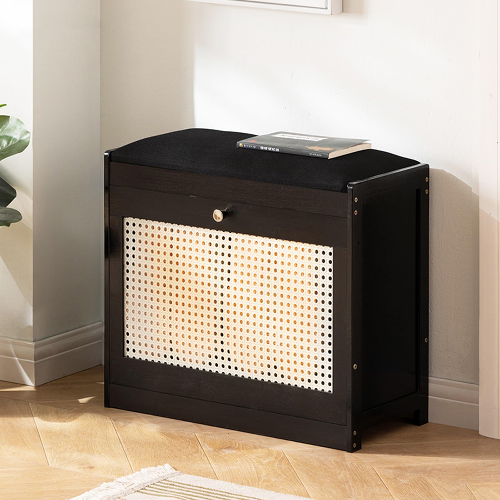 Meuble d'entrée en bois pour couloir et salon avec assise confortable