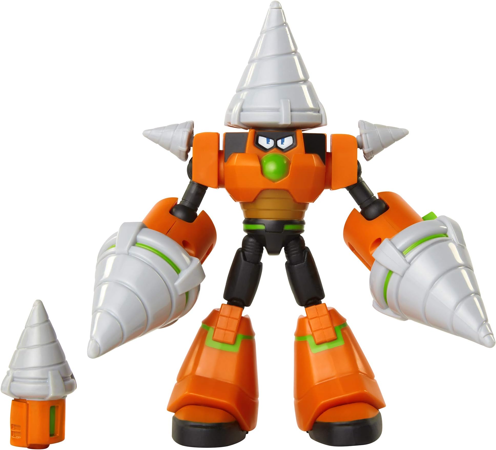 Fully Charged – Deluxe Drill Man Articulated Action Figure with Spinning Drills and Drill Man Buster Accessory (to swap onto the Mega Man figure)! Based on the new show!