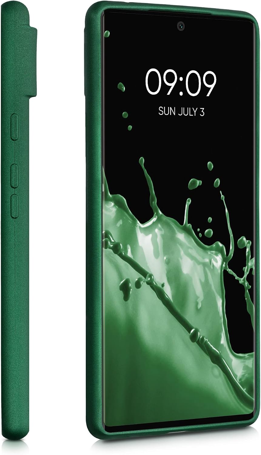 kwmobile Case for Google Pixel 6 Case - Soft Slim Metallic TPU Silicone Cover - Dark Metallic Green - Image 5
