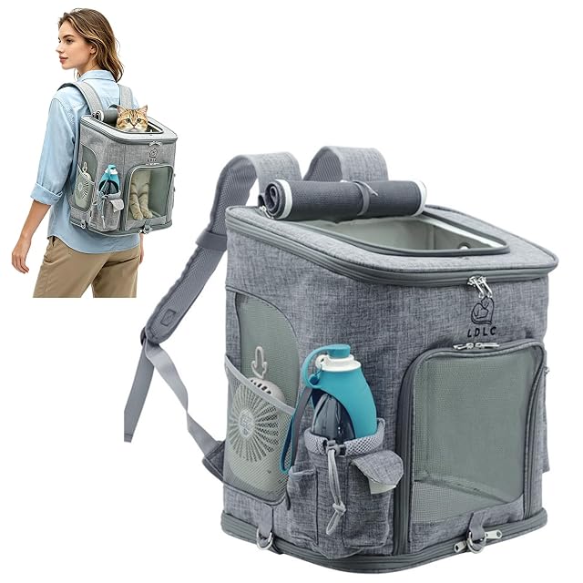 PETCUTE Mochila para Perro Gatos,Plegable Bolsa Transporte Transpirable y Espaciosa con Estructura de Alambre…