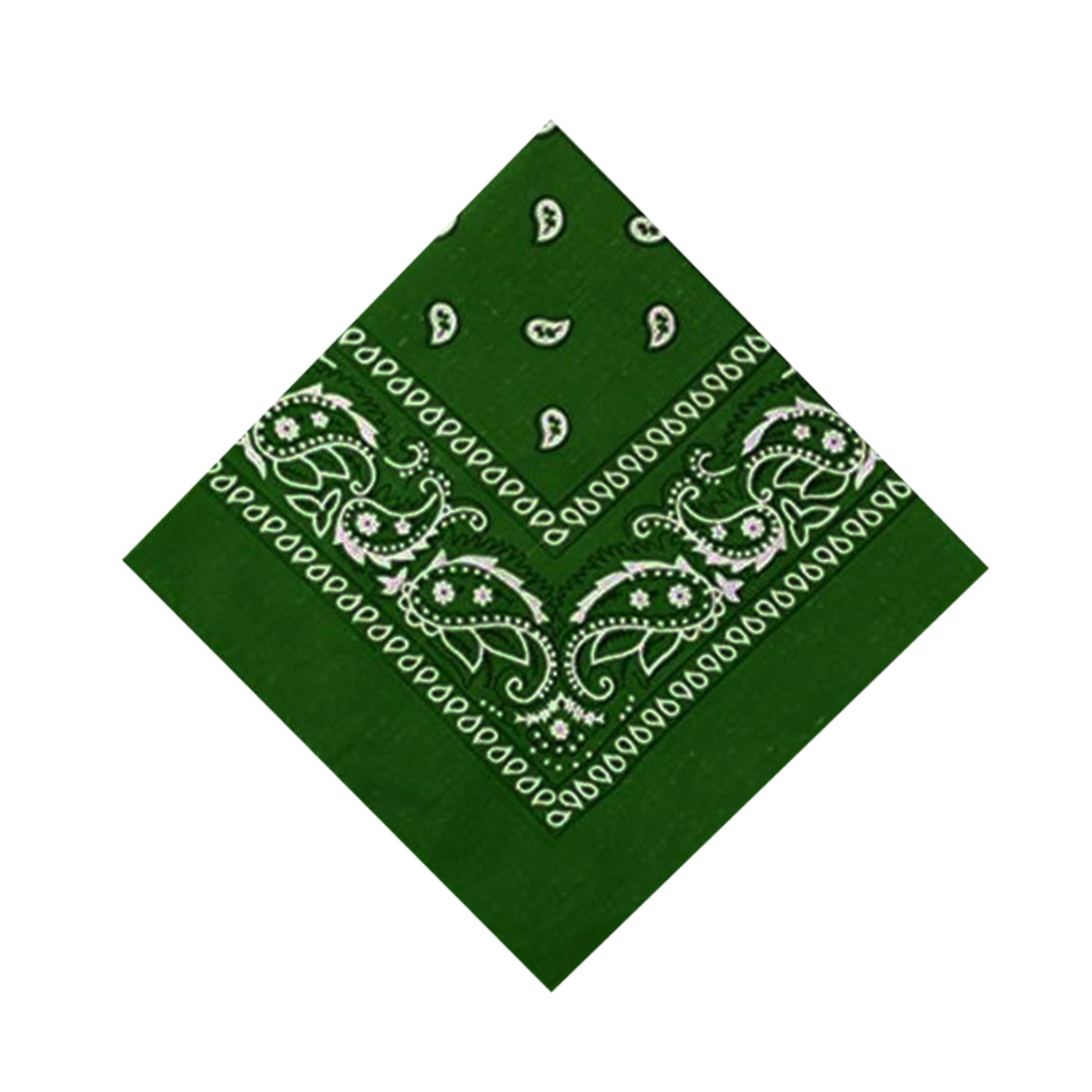 Ksc Unisex Dark Green New Cotton Bandanna Double Sided Paisley Headbands, Neck Scarf, Handkerchief, Lovely Colors (Dark Green)