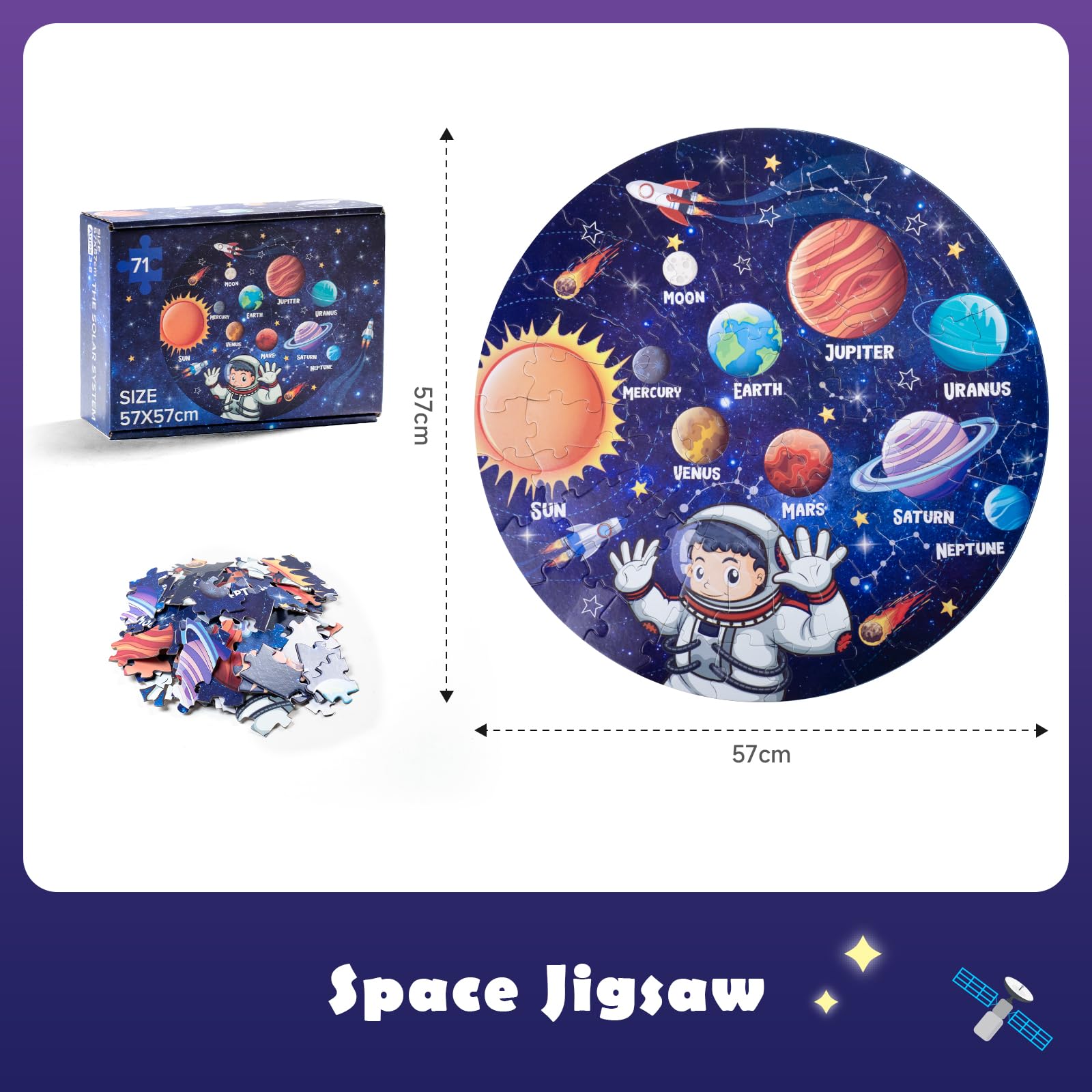 Planet Jigsaw Puzzles, 3-8 Year Olds Boys Girls Space Toys - Image 2