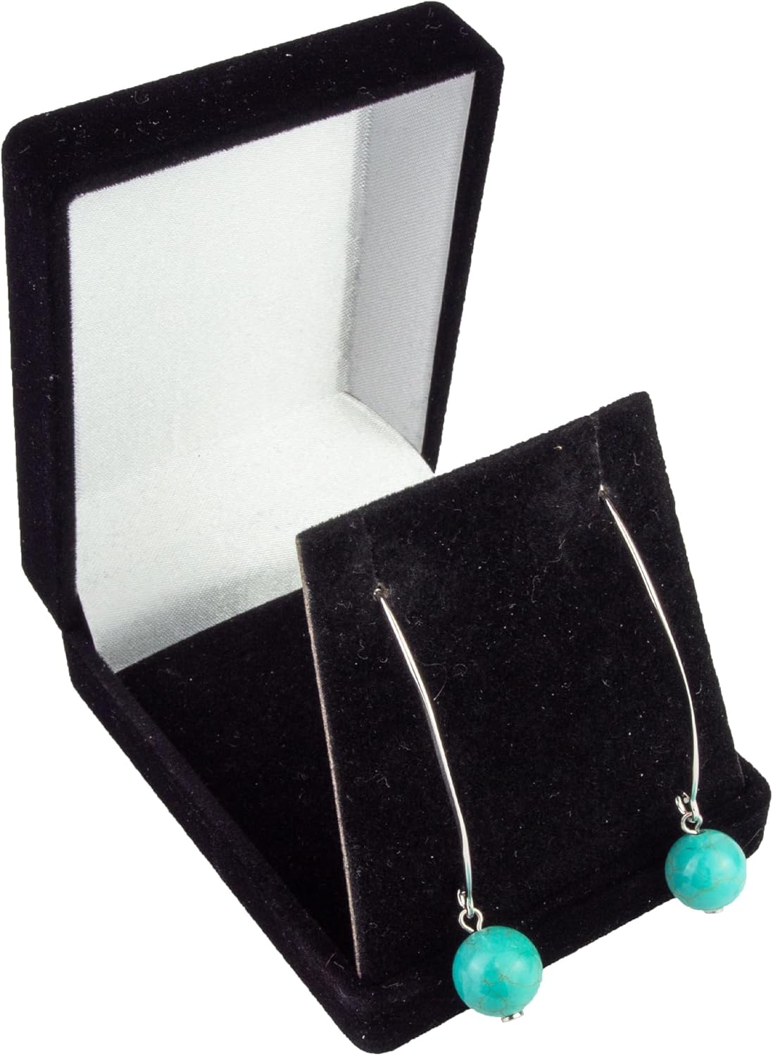 LaTisoro Sterling Silver Ear Wire Threader Ball Dangling Earrings 10 mm Turquoise - Large Hook