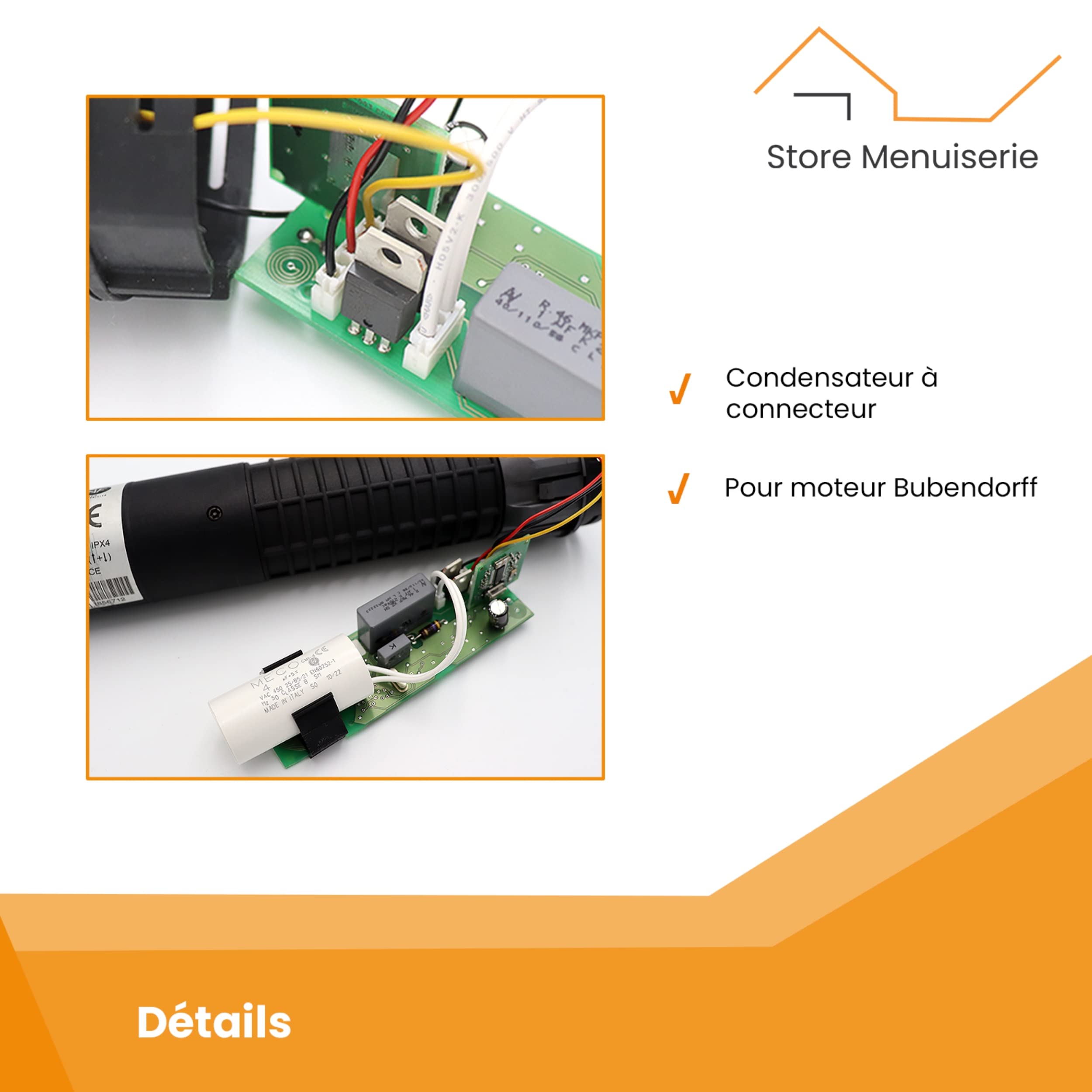 Lot De 4 Condensateurs 4µF Pour Moteur Volet Roulant Bubendorff - Connecteur JST - 450V - VOLET TECH