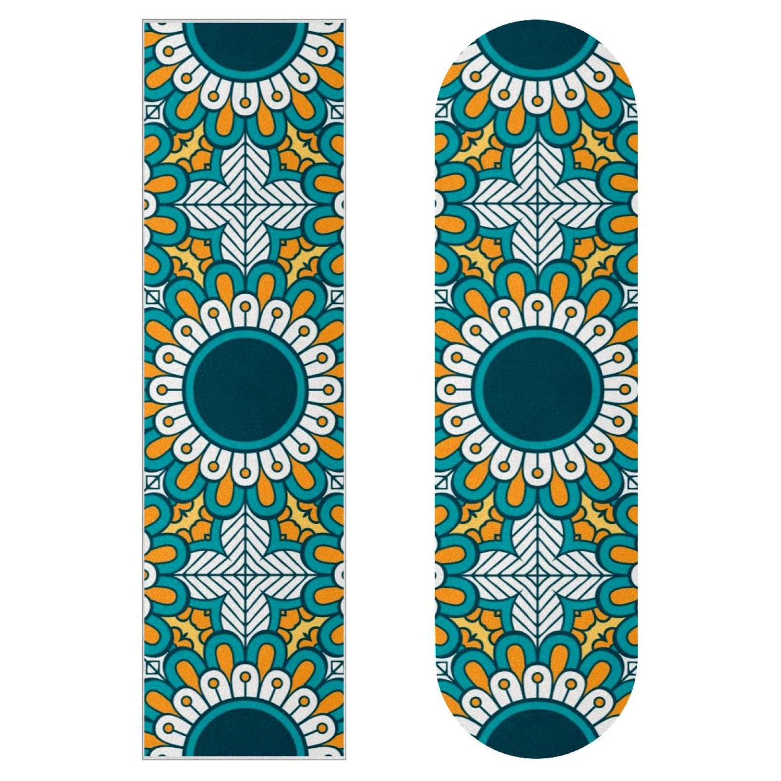 Mandala-Grün, 2 Stück Skateboard-Griptape Bogen Schleifpapier Longboard Aufkleber Roller Deck Sandpapier