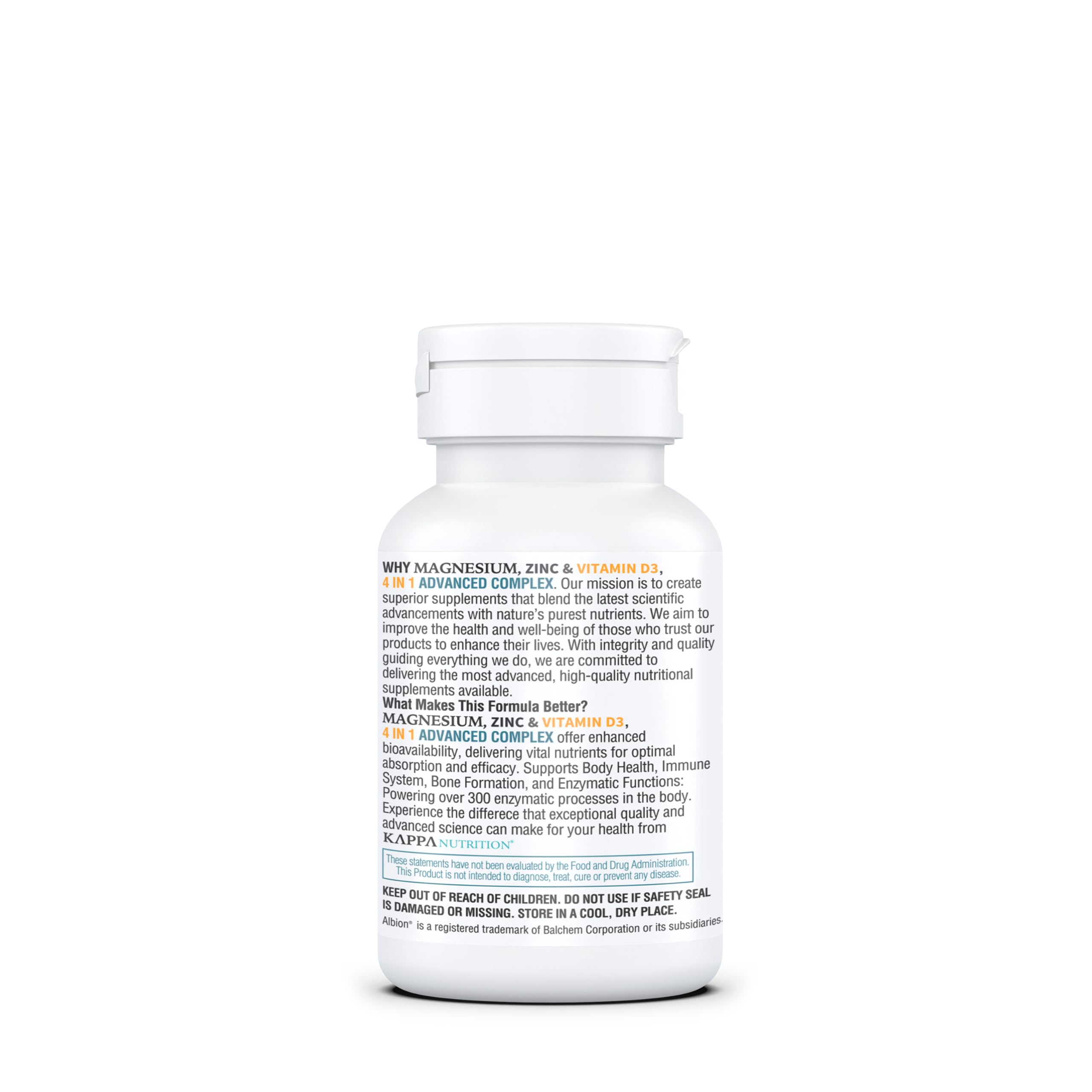 Kappa Nutrition Magnesium 4-in-1, 280mg Elemental Magnesium (Bisglycinate, Malate) + Zinc & Vitamin D3, Brain, Sleep, Energy, Muscle, Immune Support, 60 Vegan Capsules. — Amazon image 12