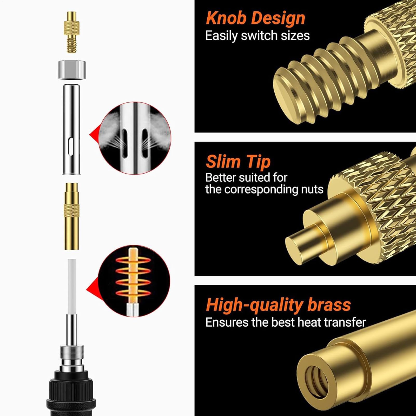 Heat Insert Tool, Soldering Iron Set, Heat Resistant Heater Adapter Kit with Welding Components, Precision Tools for Home Use, 3D Printing Projects, and Printed Circuit Board Work