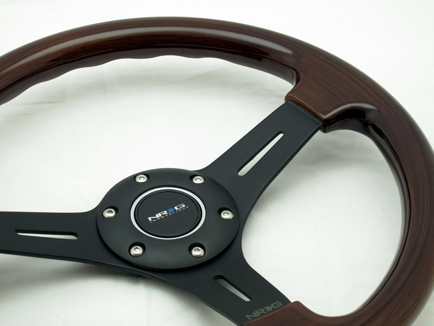 NRG Innovations ST-015-1BK Classic Wood Grain Wheel (330mm, 3 spoke center in matte black)
