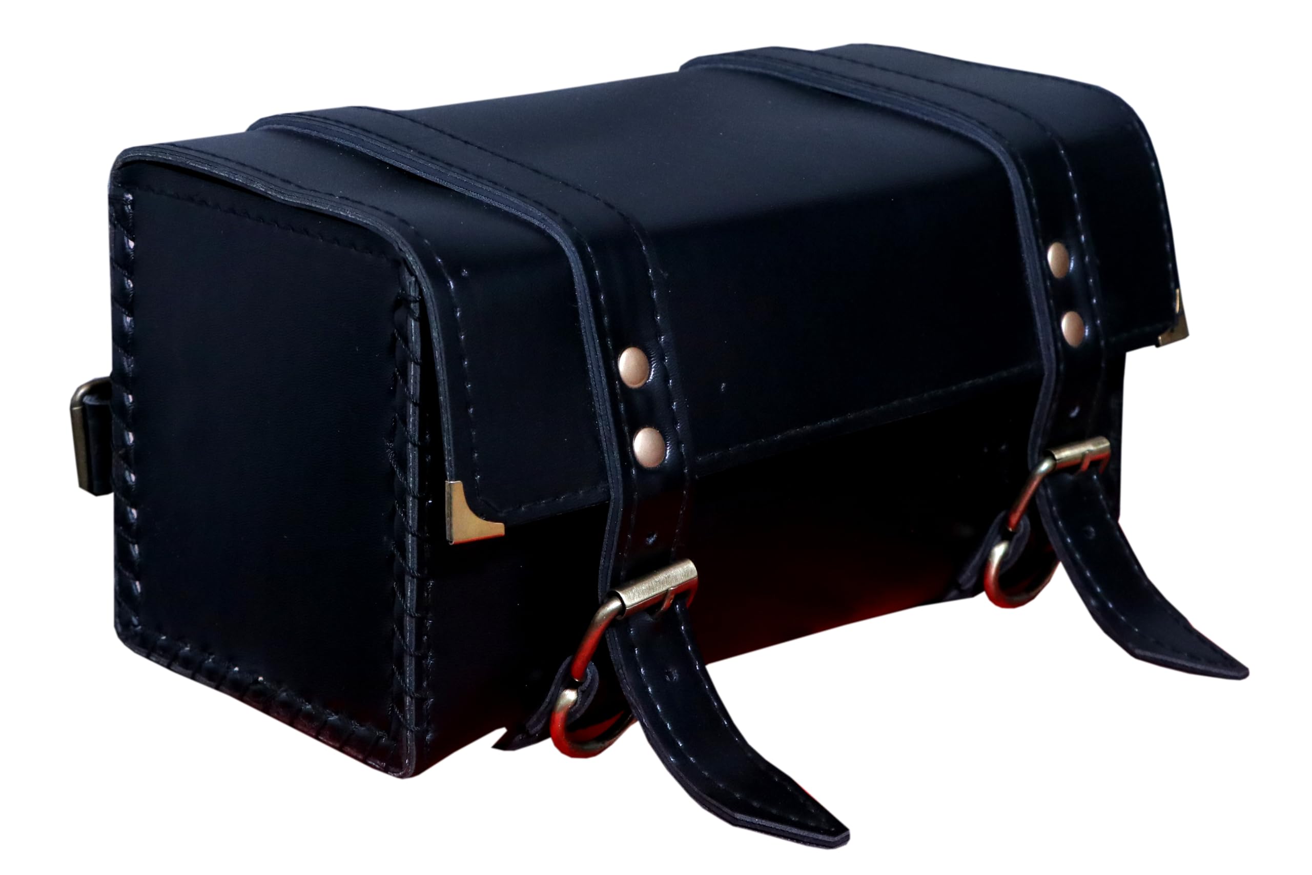 DASS Black Rear Square Outside Saddle Premium Leatherette Bag (Black)