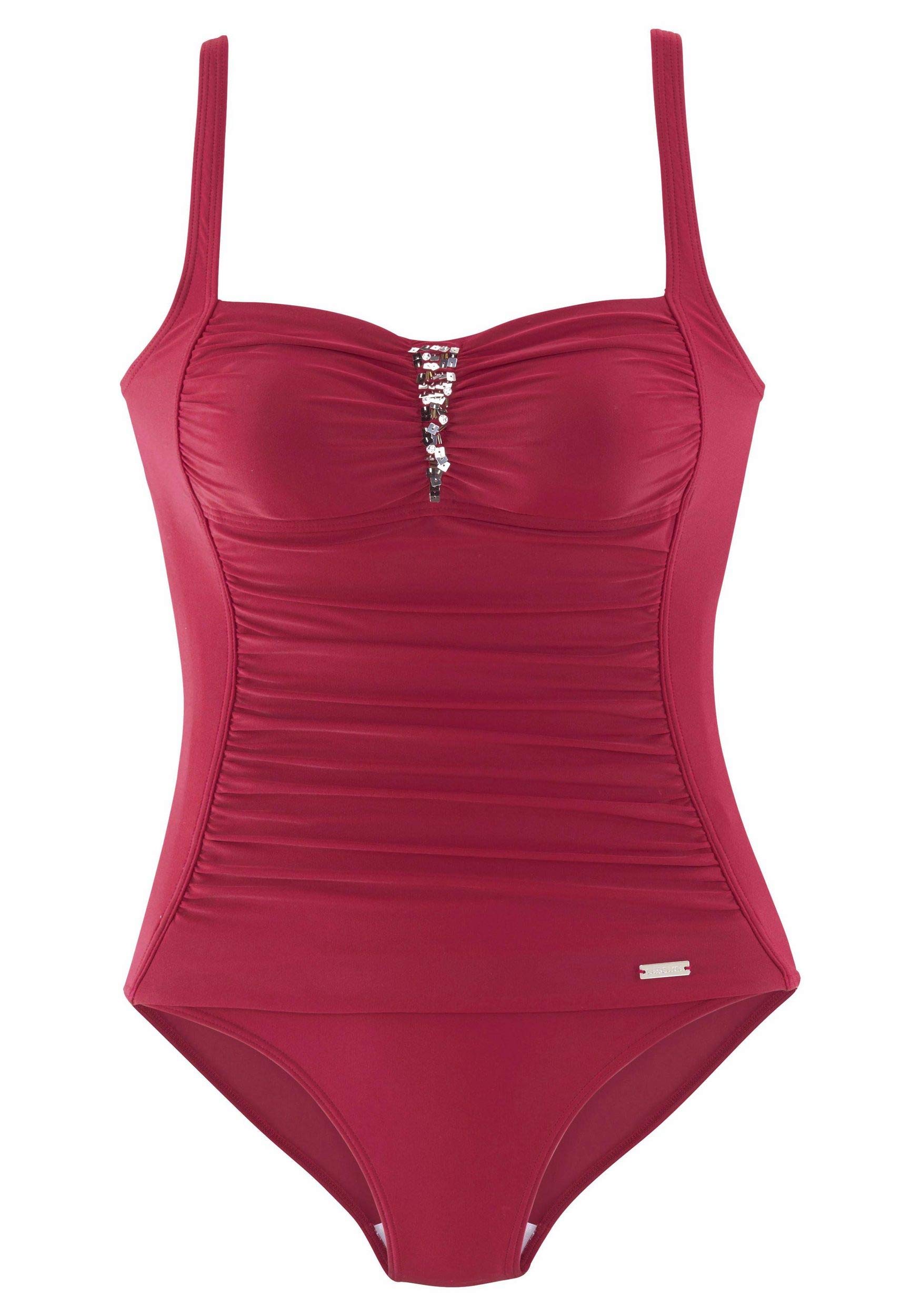 LASCANA Badeanzug mit Pailletten-Verzierung und Shaping-Effekt – rot