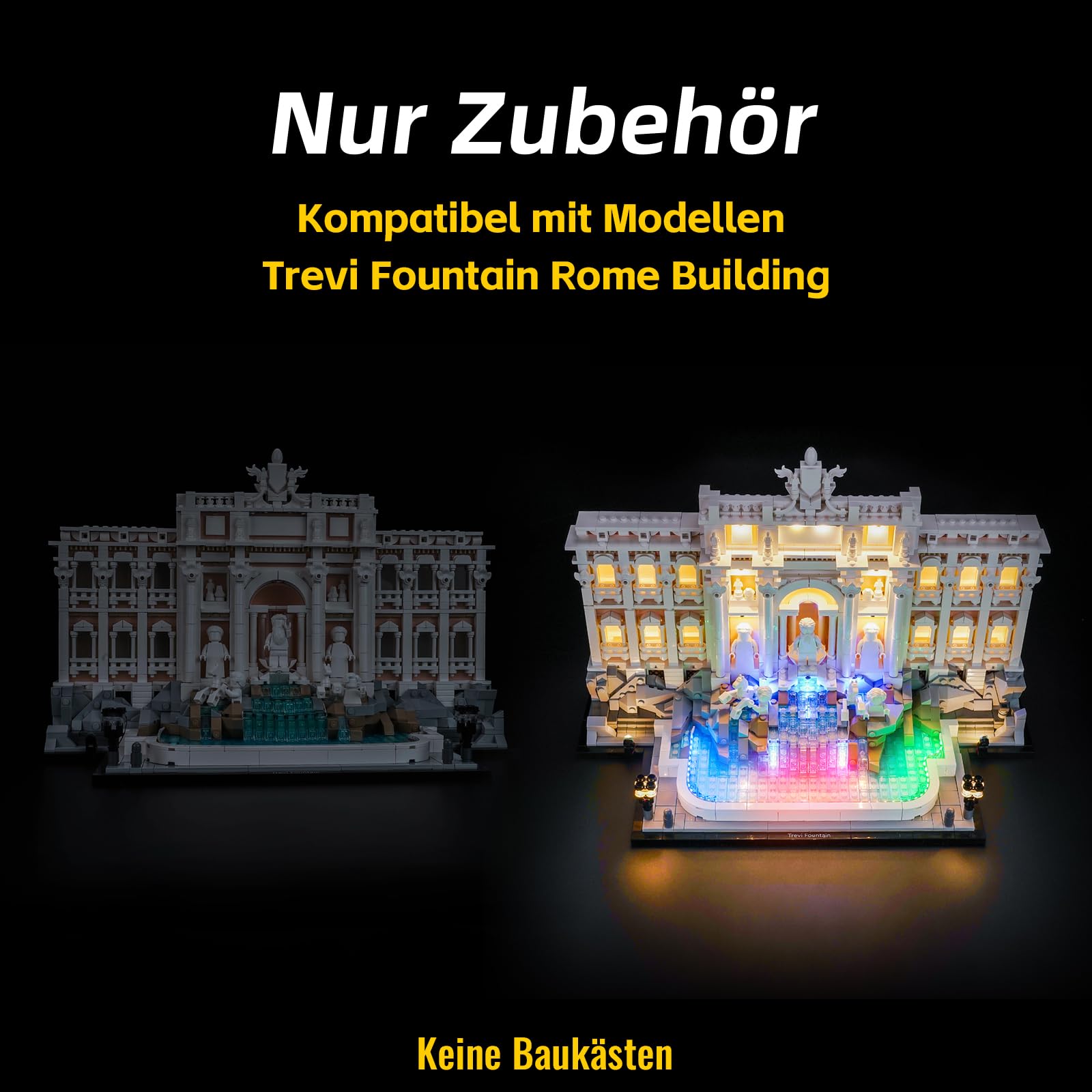 Pilot zdalnego sterowania LED zestaw oświetlenia RGB kompatybilny z Lego Trevi Fountain 21062 (nie model), dekoracyjne oświetlenie zestaw kompatybilny z Lego 21062 Trevi Fountain kreatywna zabawka