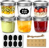 Vista 17 de ComSaf Minitarros mason, 4 onzas, 16 frascos de boca regular con tapas y bandas de sellado, pequeño, de vidrio, para especias, mermelada, miel