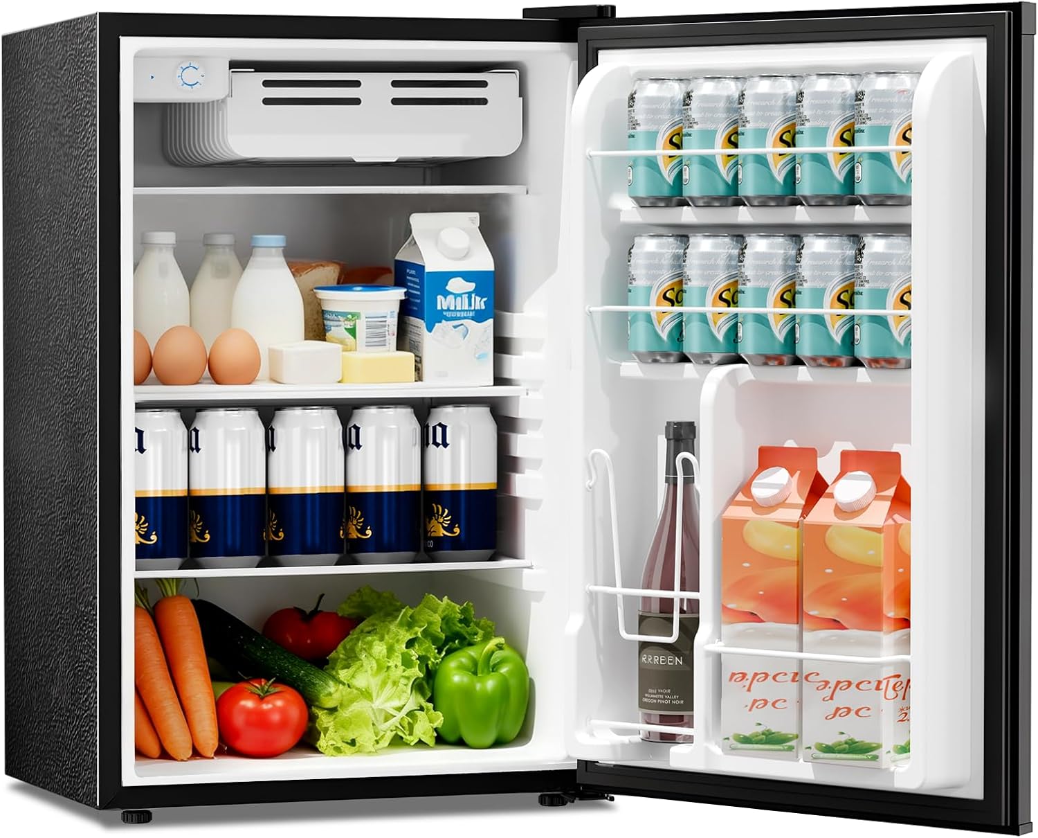 Kismile 4.41 Cu.Ft Compact Refrigerator Mini Fridge Single Door with Adjustable Thermostat, Glass Shelves Small Refrigerator Energy Saving, Low Noise for Bedroom, Office, Dorm,Apartment (Black)