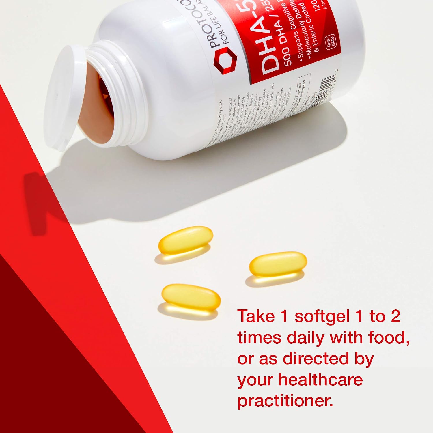 Protocol DHA 500mg - EPA 250mg - Omega-3 Fish Oil - Heart and Brain Booster - 120 Softgels