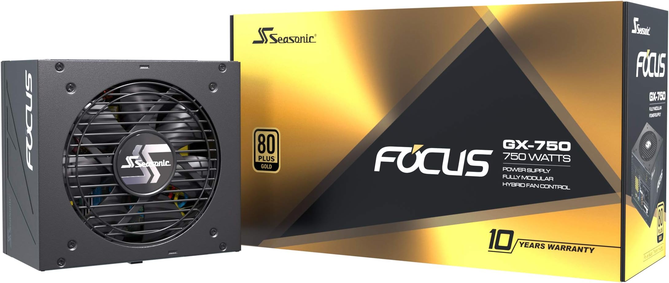 Seasonic FOCUS GX-750-750W - 80+ Gold - Full-Modular - ATX Form Factor - Low Noise - Premium Japanese Capacitor - 10 Year Warranty - Nvidia RTX 30/40 Super & AMD GPU Compatible (Ref. SSR-750FX)