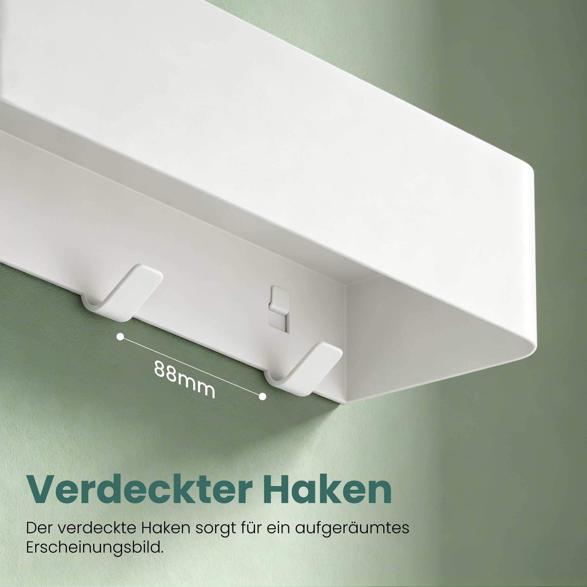 Mai & Mai Wandgarderobe mit Ablage und 6 Haken, Garderobenleiste 60 cm zur Wandmontage, Kleiderhaken für Flur, Badezimmer oder Küche, multifunktionale Garderobe, Sandweiß Reglo-05