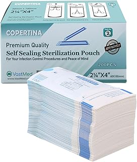 200 Pcs Self Sealing Sterilization Pouches 2.25” x 4” by Vastmed | Dual Indicators Autoclave Sterilizer Bags for Dental Medical Instruments Clean Tools